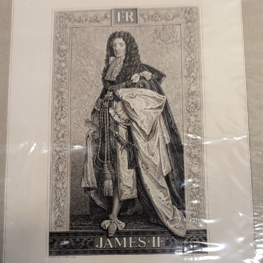 James II Historical Art Print Engraving Year 1878